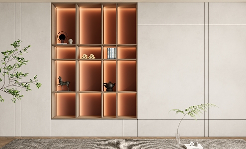 New Chinese bookcase background wall Decorative bookcase background wall 3d model