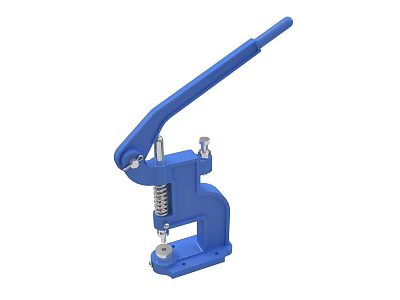 Blue Manual Press Tool With Long Handle Spring Mechanism And Metal Base 3d model