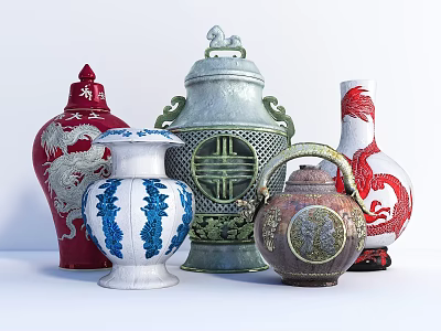 Chinese-style ceramic ware antique decoration 3d model