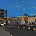 Modern Commercial Street Plaza With Illuminated Buildings Pedestrians Shops And Lights