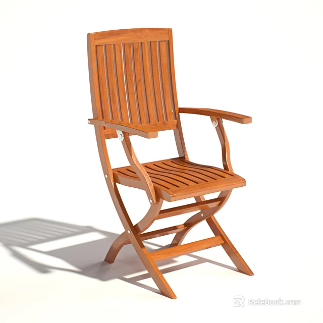 Wooden Folding Armchair With Slatted Backrest And Seat For Outdoor Use 3d model 