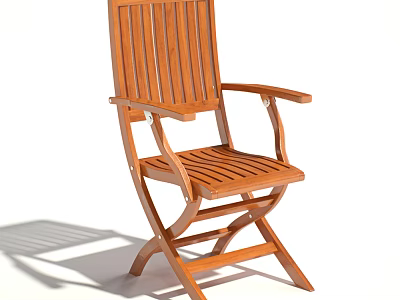 Wooden Folding Armchair With Slatted Backrest And Seat For Outdoor Use 3d model
