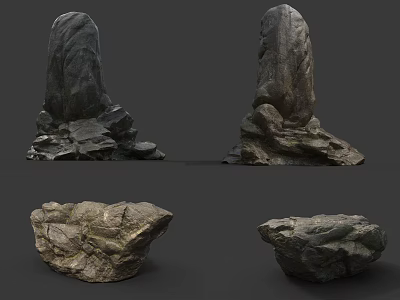 Natural Stone and Wooden Decorative Pieces with Textured Surfaces for Home Design 3d model