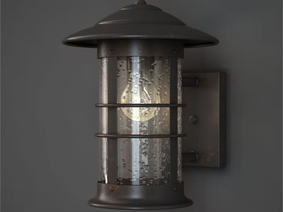 Rustic Metal Wall Sconce With Clear Glass Shade And Decorative Frame 3d model