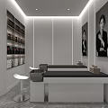 Modern Beauty Salon Interior With White Orange Decor Marble Floor Hairdressing Chairs And Round Lights