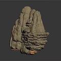 Artificial Rock Formation With Layered Stone Structure And Rough Textured Surface