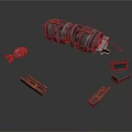 Industrial Mechanical Components With Large Gear Assembly And Small Parts