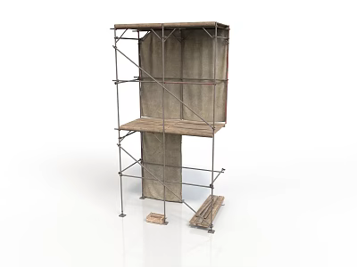 Industrial Scaffolding Equipment With Metal Frame And Wooden Planks For Construction 3d model