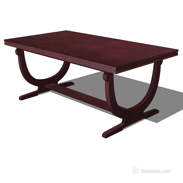 Elegant Dark Wood Dining Table With Curved Legs And Simple Design 3d model