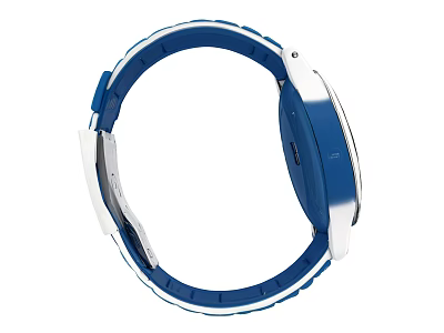 Ornament Decoration Set With Blue Strap White Silver Case Watch Design 3d model