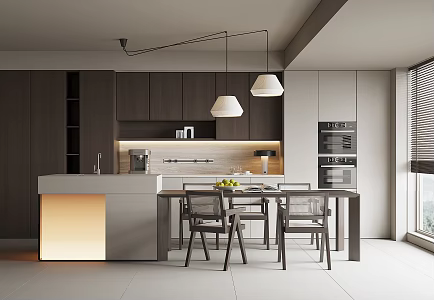 Modern Restaurant Dining Table and Chair Tableware Sideboard Wine Cabinet Single Chair Decorations 3d model