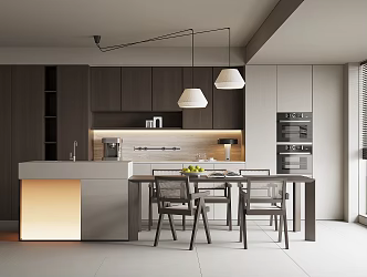 Modern Restaurant Dining Table and Chair Tableware Sideboard Wine Cabinet Single Chair Decorations 3d model