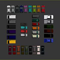 Colorful Cars In Assorted Colors And Different Models Arranged Together