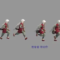 Game and Movie Character With Skeleton Animation White Hair Red Outfit Dynamic Pose