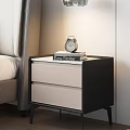 Modern Nightstand With Two Drawers Alarm Clock And Ezra Stoler Book 3d model