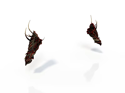 Detailed Organ And Hair Structures With Red Dark Textured Surfaces And Elongated Filament Appendages 3d model