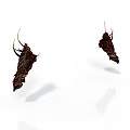 Detailed Organ And Hair Structures With Red Dark Textured Surfaces And Elongated Filament Appendages