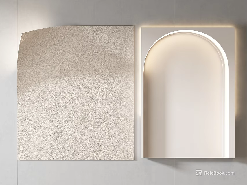 Textured And Arched Lighted Wall Decor In Minimalist Design 3d model 