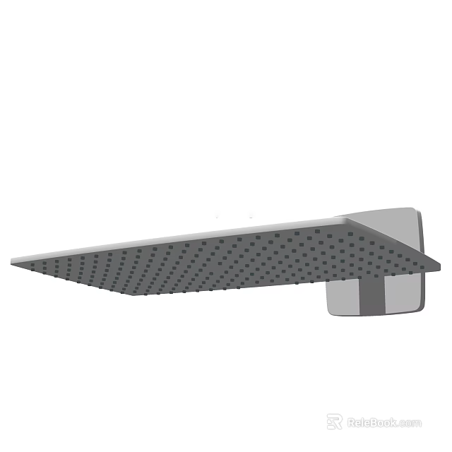 Modern Rectangular Rainfall Shower Head With Stainless Steel Finish And Multiple Spray Holes 3d model 