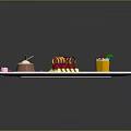 Three Assorted Desserts On White Rectangular Plate With Strawberry Cake Chocolate Cup And Yellow Square