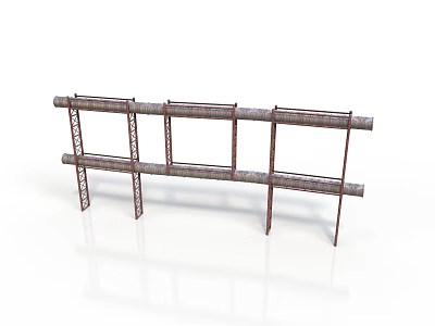 Multi tiered Metal Storage Shelving Equipment with Horizontal and Vertical Bars 3d model