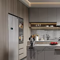 Modern Open Kitchen Interior With Island Counter Cabinets And Appliances