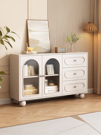 Modern Cream Style Side Cabinet Sideboard 3d model