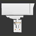 White Security Camera With Orange Border Square Lens And Mounting Bracket 3d model