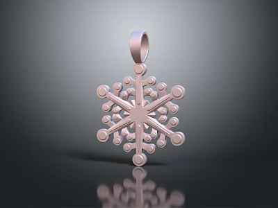 Stylish Rose Gold Snowflake Pendant with Intricate Design for Fashion Accessories 3d model
