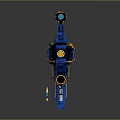 Futuristic Sci Fi Weapon With Blue And Yellow Detailed Scope Barrel And Grip Design