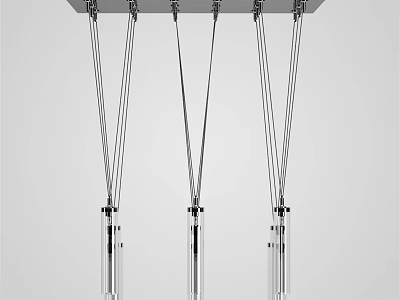 Modern Glass Hanging Chandelier With Multiple Cylindrical Lamps And Metal Suspension Wires 3d model