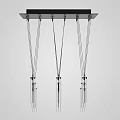 Modern Glass Hanging Chandelier With Multiple Cylindrical Lamps And Metal Suspension Wires
