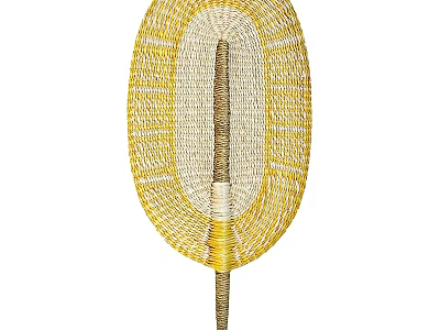 Oval Woven Wall Hanging Yellow and Beige for Home Decor with Vertical Stripe Design 3d model