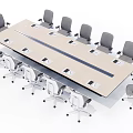 Modern Conference Table and Chair Conference Table and Chair Combination 3d model