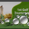 1st Golf Tournament Photo Spot With Golfer Silhouette Green Turf And Golf Balls