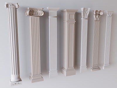 European Classical Roman Column Simple European Column European Carved Gypsum Column 3d model