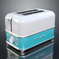 Vintage Style White And Blue Kitchen Toaster With Smooth Surface And Control Knobs 3d model