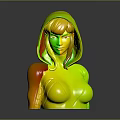 Blonde Female Character Wearing White Hood And Spider Pattern Bodysuit Against Gray Background