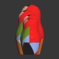 Modern Wooden Table With Four Colorful Matryoshka Dolls In Red Green White And Orange Design