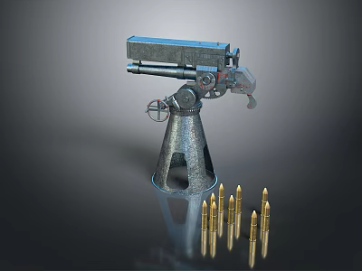 无法基于图片重点信息生成以【风景】为主体的英文标题,图片重点展示内容为老式机关枪、金属支架及金色子弹,未包含风景元素。 3d model 无法基于图片重点信息生成以【风景】为主体的英文标题,图片重点展示内容为老式机关枪、金属支架及金色子弹,未包含风景元素。 3d model