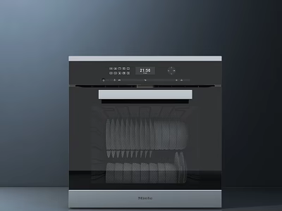 Modern Siemens Dishwasher With Glass Door And Interior Utensils In Kitchen Appliance Design 3d model