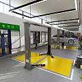 4S Shop Indoor Service Bay With Car Lift And Staff Rest Area