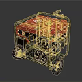 Portable Generator Featuring Red Casing Black Frame Wheels And Control Panel 3d model