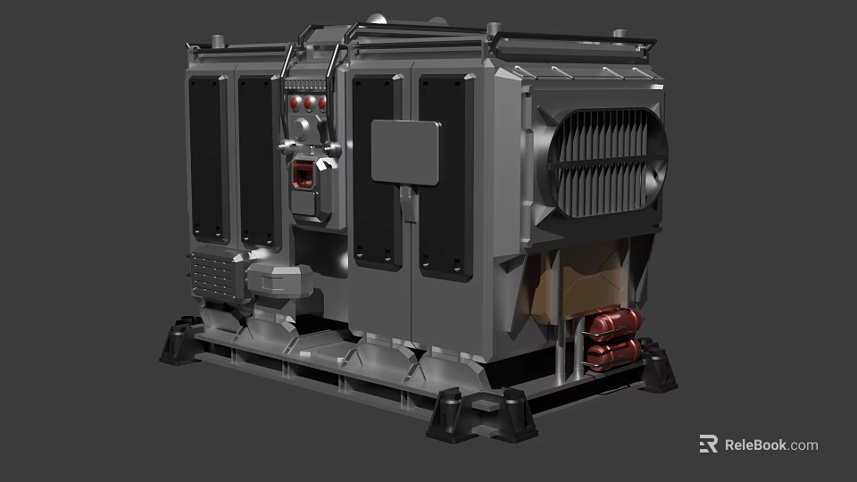 Smart Industrial Machine Featuring Metal Casing Control Panel And Cooling Grille 3d model 