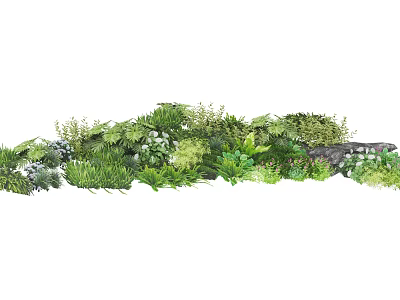 Lush Plant Combination With Assorted Green Foliage And Mixed Leaf Textures 3d model