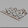 Orange And White Decorative Strips With Various Curved And Straight Shapes