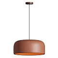 Modern Minimalist Pendant Light With Gray Circular Shade And Brown Base Design
