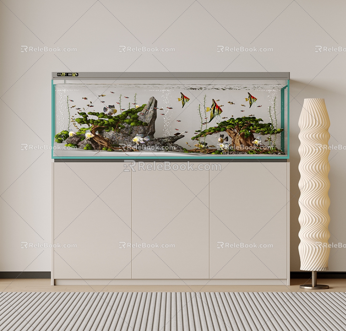 Fish Tank Aquarium Fish Tank Cabinet Ornamental Fish Tank Water Grass Tropical Fish Ecological Fish Tank 3d model