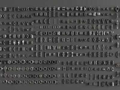 Assorted Metal Letters Numbers And Symbols Craft Collection With Various Designs 3d model