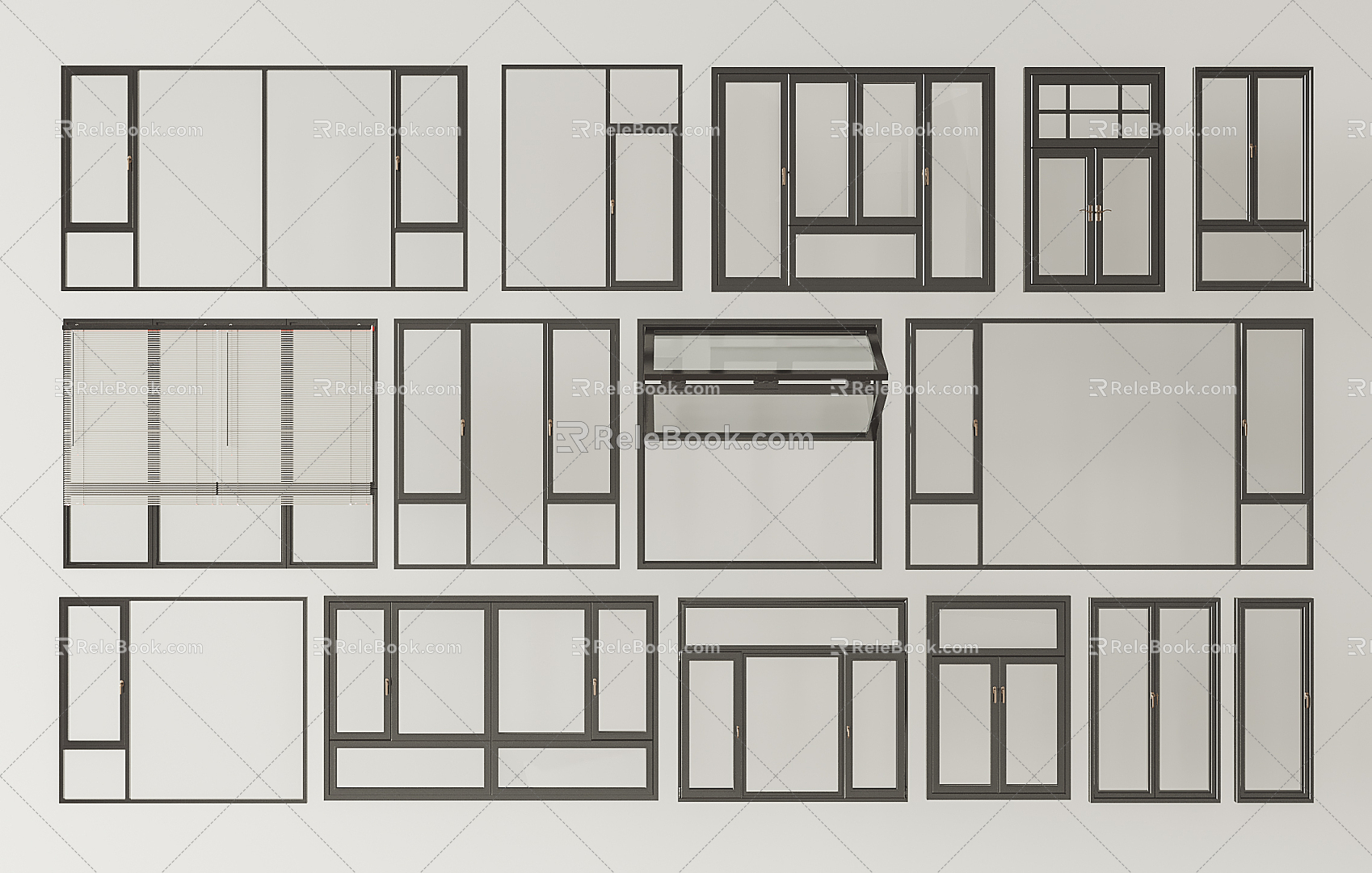 Modern windows 3d model